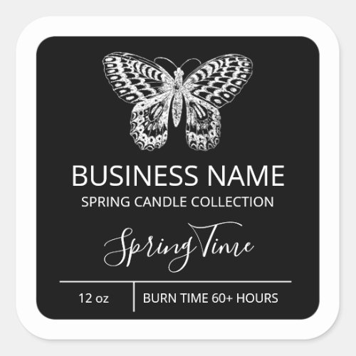 Modern Spring Butterfly Black Soy Candle Labels