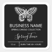 Modern Spring Butterfly Black Soy Candle Labels