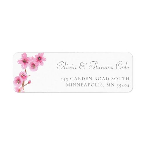 Modern Spring Cherry Blossom Pink Return Address Label