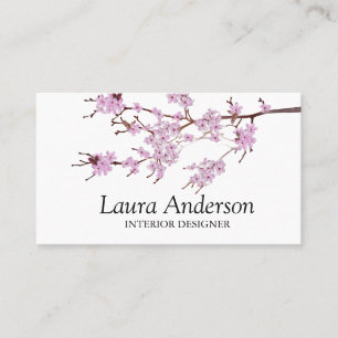 Modern Spring Cherry Blossom Professional Business Card