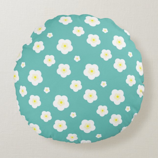 Modern Spring Daisy floral gradient yellow pattern Round Pillow (Front)