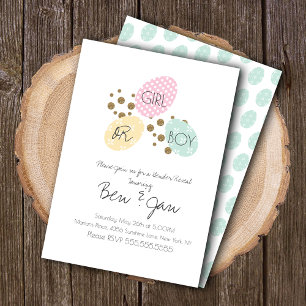 Modern Spring Eggs Gender Reveal Boy or Girl Invitation