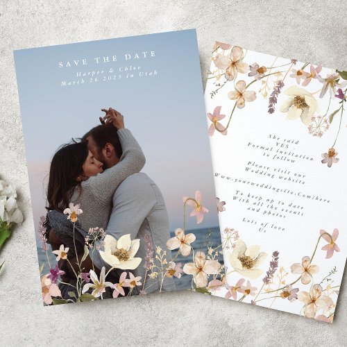 Modern Spring Elegant Wildflower Boho Photo Save The Date