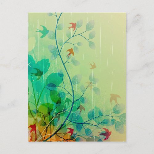 Modern Spring Floral Abstract Art Postcard