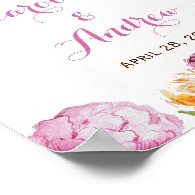 Modern Spring Floral Blossom Welcome Wedding Sign