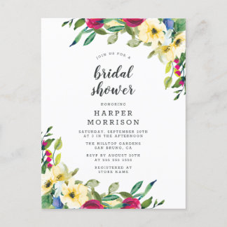 Modern Spring Floral Bridal Shower Invitation Postcard