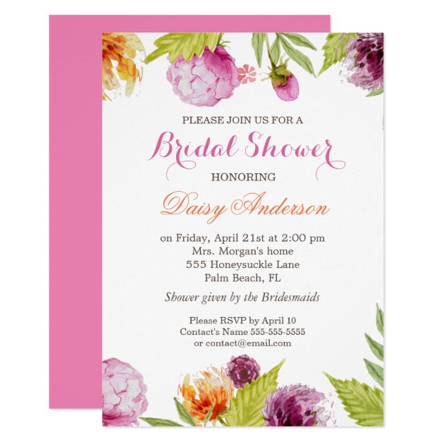Modern Spring Floral Decor Wedding Bridal Shower Invitation