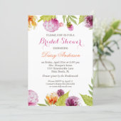 Modern Spring Floral Decor Wedding Bridal Shower Invitation (Standing Front)