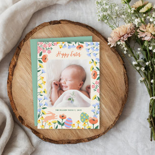 Modern Spring Floral Easter Photo Card