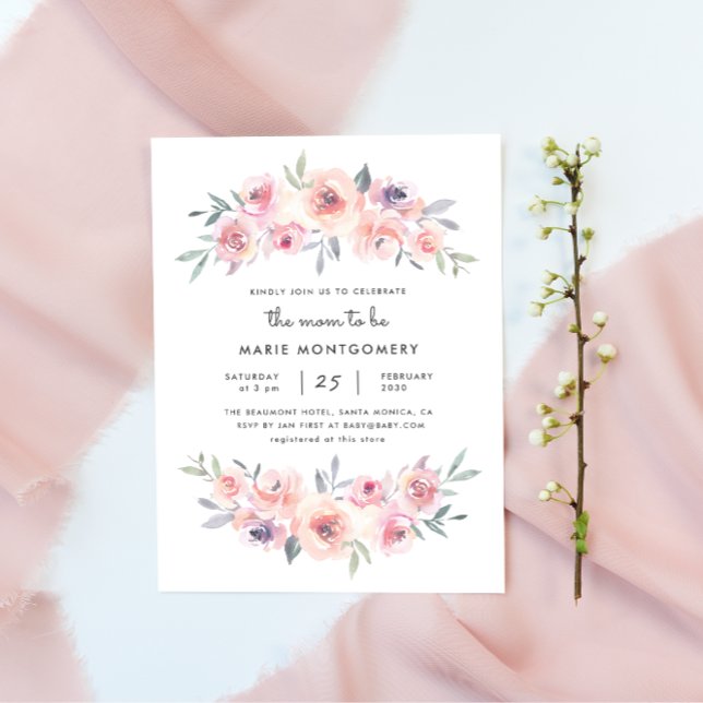 Modern Spring Floral Mom To Be Baby Shower Invitation Postcard