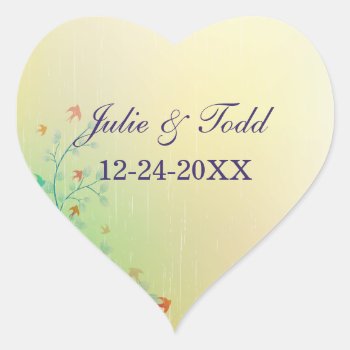 Modern Spring Floral Wedding Save The Date Heart Sticker by Lasting__Impressions at Zazzle