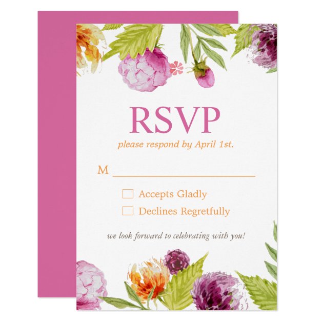 Modern Spring Flowers Decor RSVP Respond Card