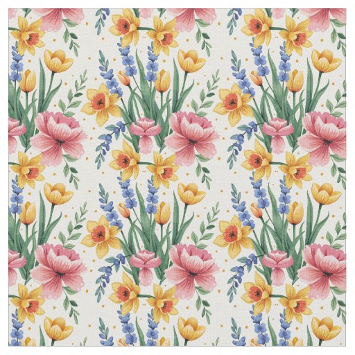 Modern Spring Flowers Fabric