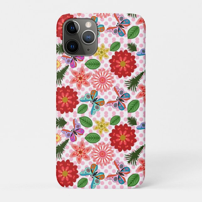 Modern Spring Garden Butterfly Floral  Case-Mate iPhone Case (Back)