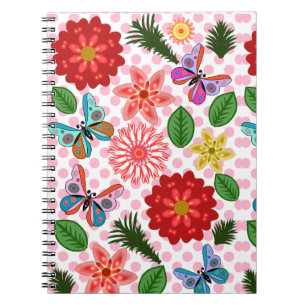 Modern Spring Garden Butterfly Floral Notebook