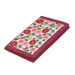 Modern Spring Garden Butterfly Floral  Trifold Wallet