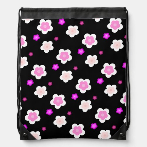 Modern Spring gradient purpleflora pattern  Drawstring Bag
