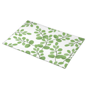 Modern Spring Green Botanical Pattern Leaves Home Cloth Placemat