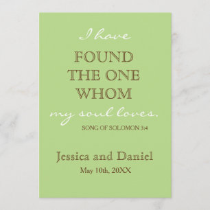 Modern Spring Green & Chocolate Brown Wedding Invitation
