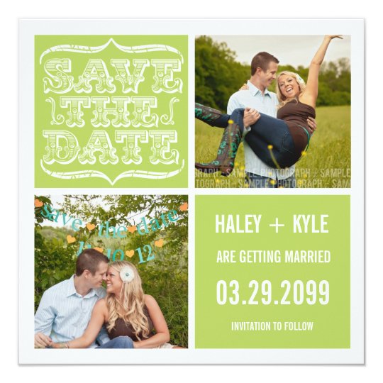 Modern Spring Green Save the Date Photo Cards