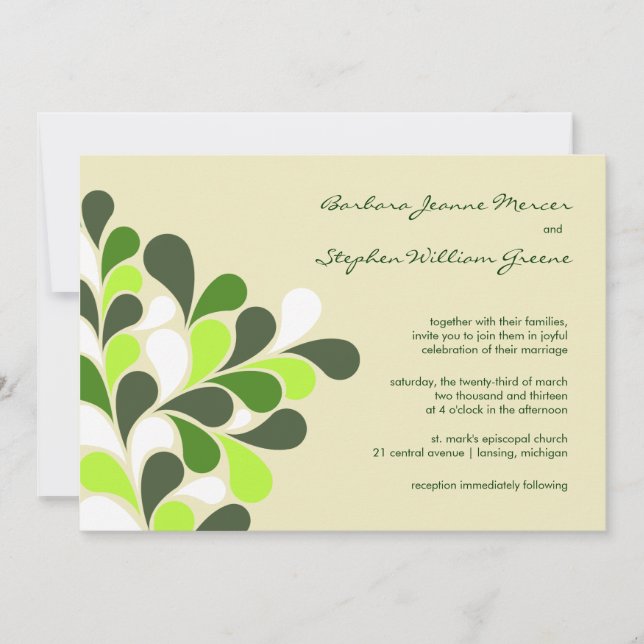 Modern Spring Green Wedding Invitations (Front)