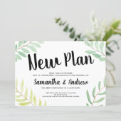 Modern spring greenery watercolor new plan wedding invitation (Standing Front)