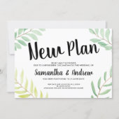 Modern spring greenery watercolor new plan wedding invitation (Front)