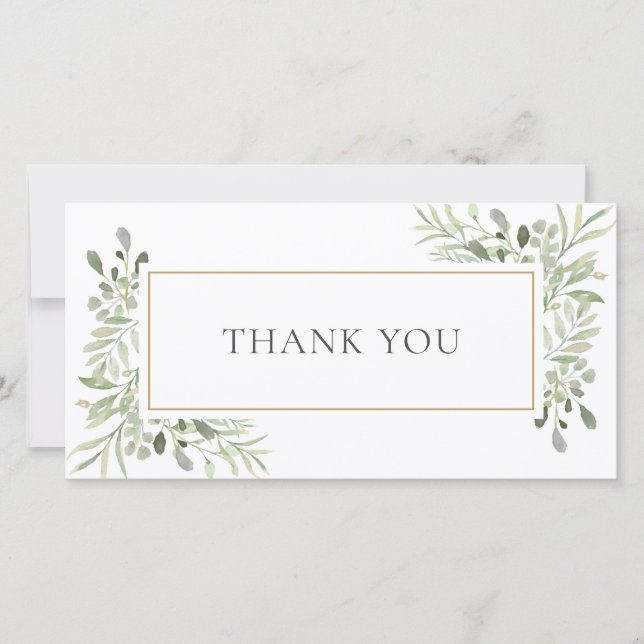 Modern Spring Leaves Business Thank You Card (Front)