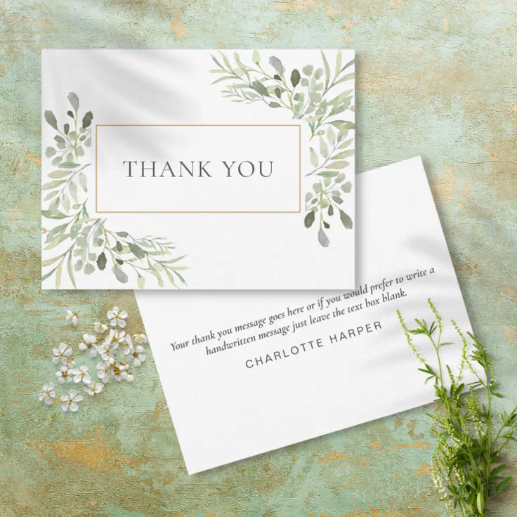 Modern Spring Leaves Business Thank You Card | Zazzle