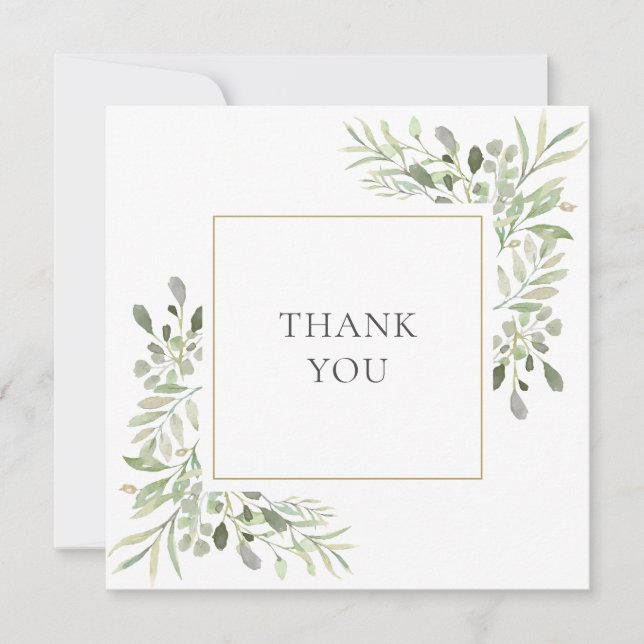 Modern Spring Leaves Business Thank You Card (Front)