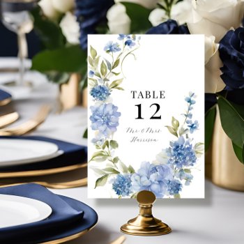 Modern Spring Summer Floral Blue Hydrangea Wedding Invitation by ModernStylePaperie at Zazzle