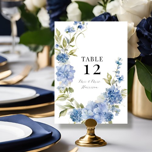 Modern Spring Summer Floral Blue Hydrangea Wedding Invitation
