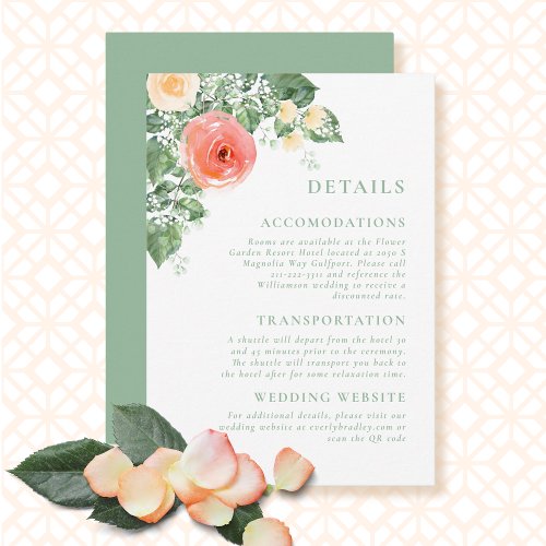 Modern Spring Summer Floral QR Details Wedding  Enclosure Card