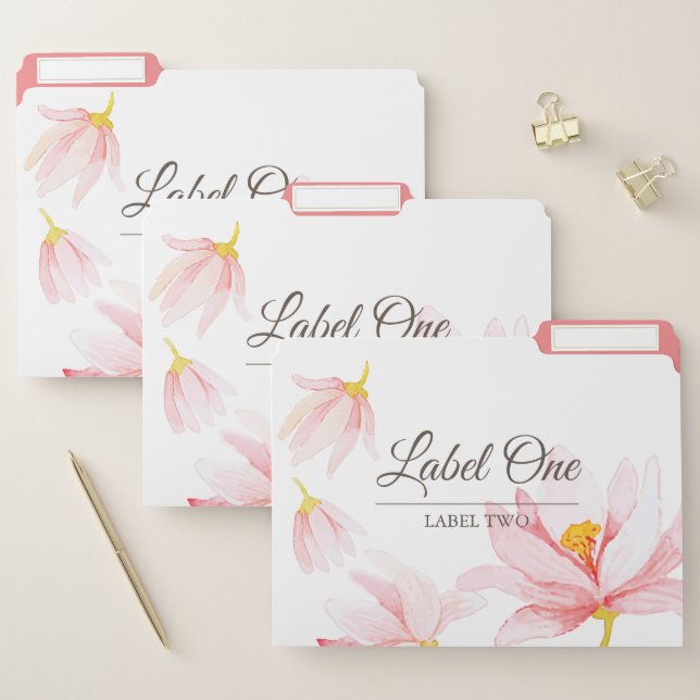 Modern Spring Watercolor Floral Flowers File Folder (Set)