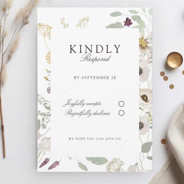 Modern, spring wedding RSVP card (Modern, boho, floral, spring wedding RSVP card)