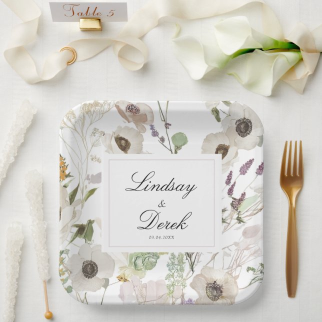  Modern Spring Wedding Welcome Paper Plates (Wedding)
