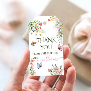 Modern Spring Wild Flowers Script Bridal Shower Gift Tags