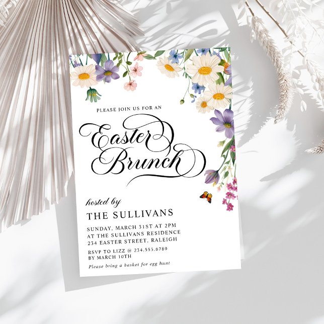 Modern Spring  Wildflowers Floral Easter Brunch Invitation (Creator Uploaded)