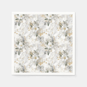 Modern springflowers on marible Bridal Shower Napkins