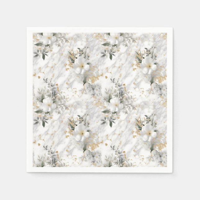 Modern springflowers on marible Bridal Shower Napkins (Front)