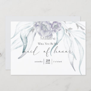 Modern Springtime Eucalyptus Matron of Honor Invit Invitation