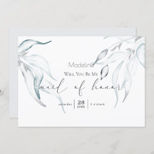 Modern Springtime Eucalyptus Matron of Honor Invit Invitation