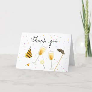 Modern Sprinkle Sip and See Champagne Baby Shower Letterpress Thank You Card