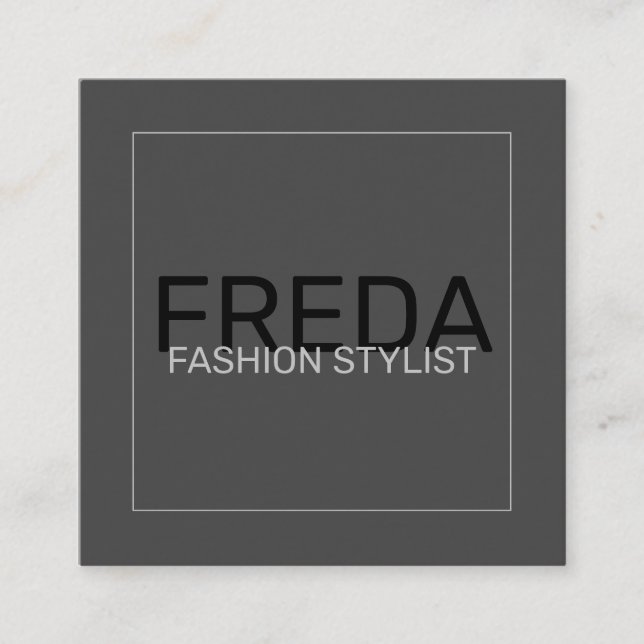 Modern Square Black Fashion Stylist Square Business Card (Front)