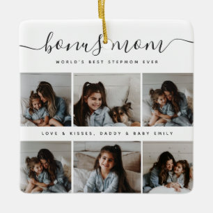 Modern Square Black & White Cute Photo Mothers Day Ceramic Ornament