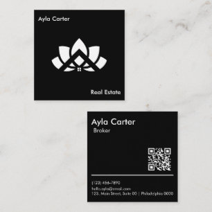 Modern Square Black White Monochrome Bold Clean Business Card