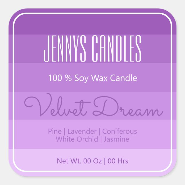 Modern Square Border Pastel Rainbow Ombre Lilac Square Sticker (Front)