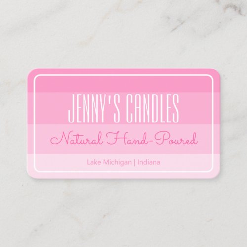 Modern Square Border Pastel Rainbow Ombre Pink  Business Card