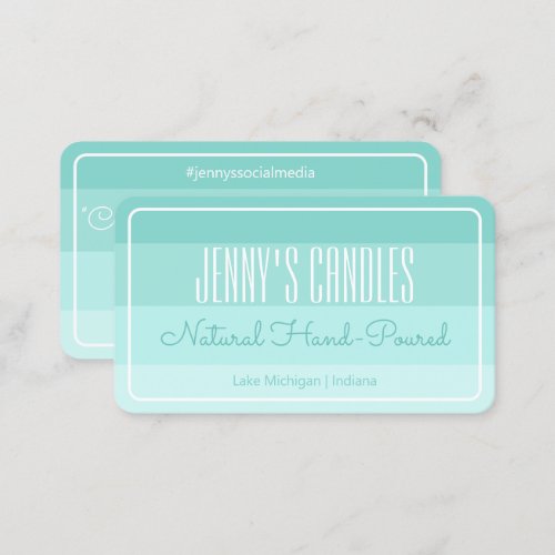Modern Square Border Pastel Rainbow Ombre Teal Business Card
