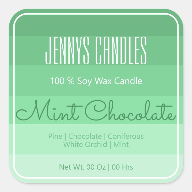 Modern Square Border Pastel Rainbow Ombre Teal Sticker (Front)